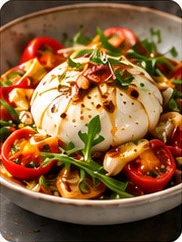 Burrata with heirloom tomatoes