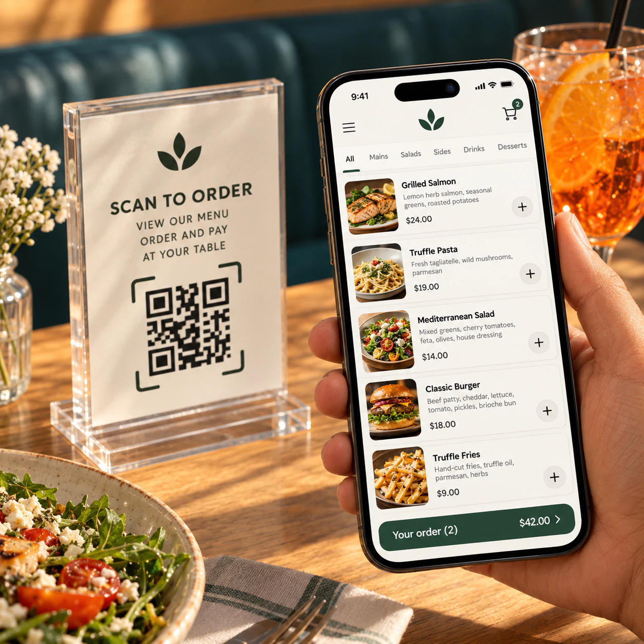 Guest placing an order from the table